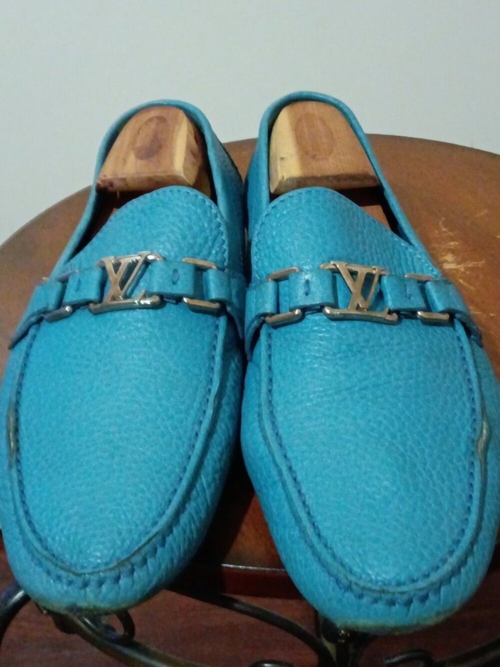 Men's Louis Vuitton Blue Monte Carlo Driving Loafers Shoes Sz 8.5 Good Condition - Picture 15 of 16